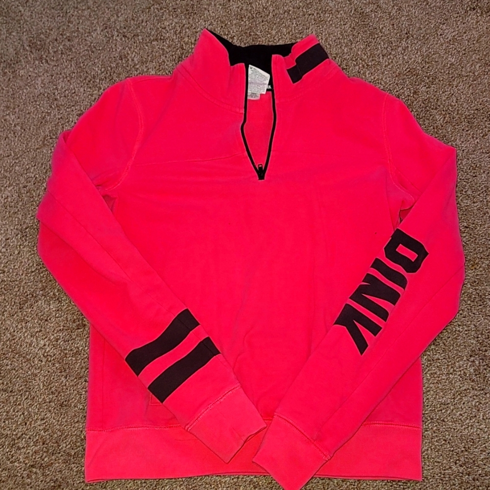 Pink quarter zip sweatshirt